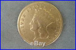 RARE US 3 DOLLAR GOLD COIN 1874 INDIAN PRINCESS HEAD very good condition