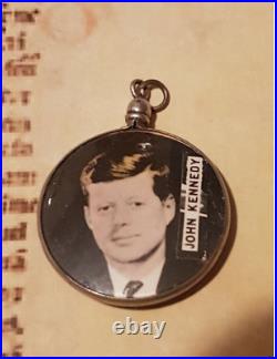 RARE VINTAGE 8K Solid Gold COIN miniature Gold coin JFK & bob Kennedy + Pendant
