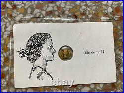 RARE VINTAGE 8K Solid Gold COIN miniature Gold coin Queen Elizabeth II- Special