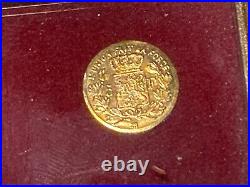 RARE VINTAGE 8K Solid Gold COIN wood frame miniature France 5 Franck