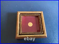 RARE VINTAGE 8K Solid Gold COIN wood frame miniature Gold coin Maximillian Emp