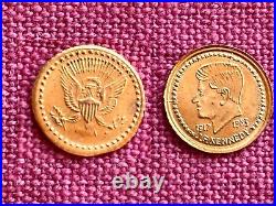RARE VINTAGE LOT 8K Solid Gold COIN miniature Gold coins JFK DOLLAR