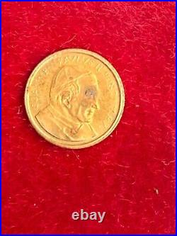 RARE VINTAGE WOOD FRAME LOT 8K Solid Gold COIN N. 3 -Collection miniature Pope