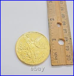 REAL 14K Coin 1947 Mexican Centenaro 50 Gold Pesos Copy Solid 14kt Yellow Gold REAL 14K Coin 1947 Mexican Centenaro 50 Gold Pesos Copy Solid 14kt Yellow Gold