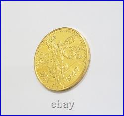 REAL 14K Coin 1947 Mexican Centenaro 50 Gold Pesos Copy Solid 14kt Yellow Gold REAL 14K Coin 1947 Mexican Centenaro 50 Gold Pesos Copy Solid 14kt Yellow Gold