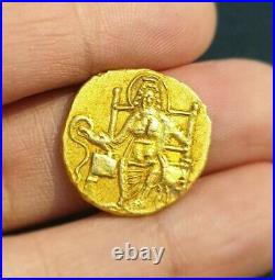 REAL! Ancient Kushan King holding scepter And Buddha Solid 22k Genuine Gold Coin