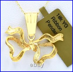 RIBBON PENDANT SOLID 18K YELLOW GOLD NEW WITH TAG Free Shipping & Chain