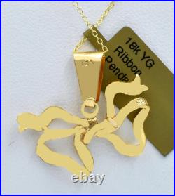 RIBBON PENDANT SOLID 18K YELLOW GOLD NEW WITH TAG Free Shipping & Chain
