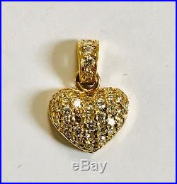ROBERTO COIN. 18K Solid Yellow Gold Diamond Heart Pendant