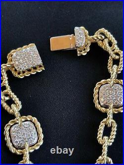 ROBERTO COIN 18K Yellow Gold New Barocco Square Pave Station Bracelet