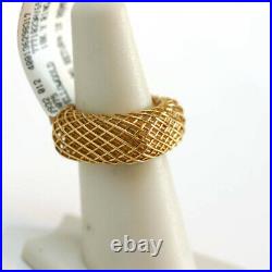 ROBERTO COIN New 18K Yellow Gold Silk Square Band Ring Size 6.5