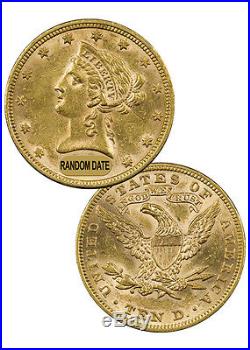 Random Date 1866-1907 $10 Liberty Eagle Gold Coin With Motto AU SKU36946