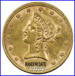 Random Date 1866-1907 $10 Liberty Eagle Gold Coin With Motto AU SKU36946
