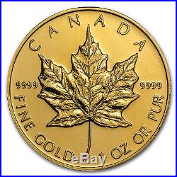 Random Year 1 oz Gold Canadian Maple Leaf Coin. 9999 Fine