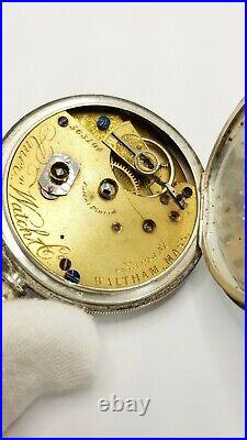 Rare 1871 Waltham Adam St Coin Silver Pocket Watch Solid Gold Balance Key Wind