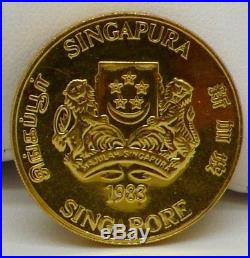 Rare! 1983 Singapore $10 1oz. 999 Pure Gold Year of the Dragon BU Coin