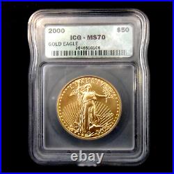 Rare (2000) Gold Eagle $50 American Eagle 1 oz. ICG MS70 Solid 2000 Gold Coin