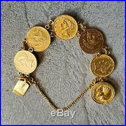 Rare 22k Solid Gold American Eagle Coin Bracelet With Clasp 1880,1881, 1882