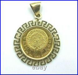 Rare Real Solid Gold Coin 1959 20 Peso Gold Coin With 14K Pendant 21.1g total