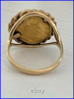 Rare Vintage 1990 CHINESE PANDA BEAR COIN 14 KT SOLID GOLD COIN RING CHRISTMAS