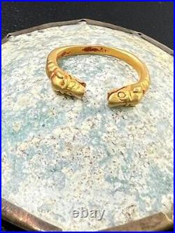 Rare old ancient Burmese solid gold ring with goat head