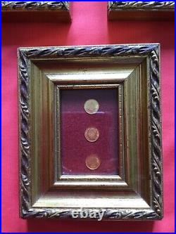 Rare vintage lot 8K solid gold coin with wonderful frame 3 pictures 6 gold coin