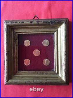 Rare vintage lot 8K solid gold coin with wonderful frame in total 5 pieces