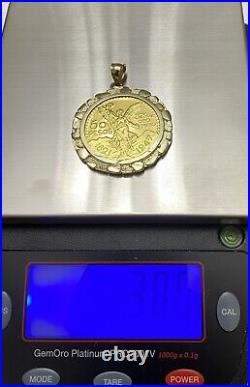 Real 10K Solid Heavy Yellow Gold Mexico 50 Pesos Coin & Pendant Frame $5995
