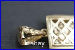 Real 10K Solid Yellow Gold 999.9 Fine Gold Bar Iced CZ 1 Charm Pendant