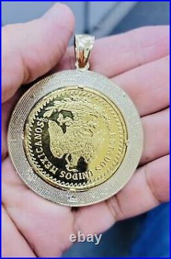 Real 10K Solid Yellow Gold Mexico? 50 Pesos Coin Pendent Value $6995