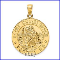 Real 10K Yellow Gold Polished Saint Christopher Coin Charm Women & Men