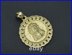 Real 10K Yellow Solid Gold Jesus Cuban Medallion Pendant + Rope Chain 16-24