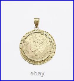 Real 10k Solid Yellow Gold Mexico/Mexican 50 Pesos Custom Coin Frame Pendent