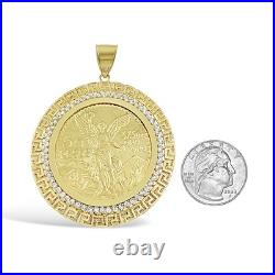 Real 14k Gold Solid Mexican Centenario 50 Pesos 1947 Coin Pendant with CZ Bezel