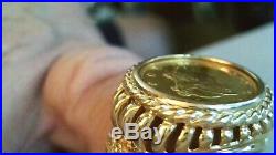Real 1853 22k One Dollar Gold Coin mounted on 14k solid 6.4 gram Gold Ring