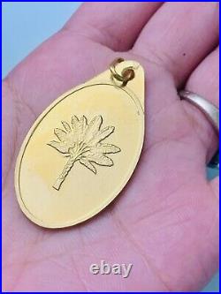 Real 999.9 Fine Solid 24k Gold oval Pendant Vintage RARE! OLD! Unisex 20g