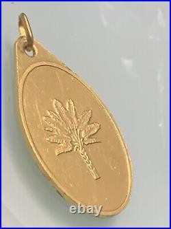 Real 999.9 Fine Solid 24k Gold oval Pendant Vintage RARE! OLD! Unisex 20g