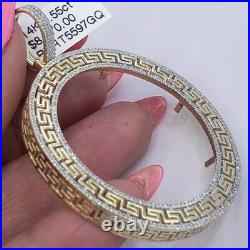 Real Diamond 14k solid gold 50 pesos centenario Coin Bezel Frame pendant greek Real Diamond 14k solid gold 50 pesos centenario Coin Bezel Frame pendant greek