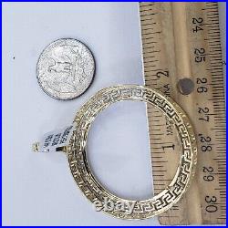Real Diamond 14k solid gold 50 pesos centenario Coin Bezel Frame pendant greek Real Diamond 14k solid gold 50 pesos centenario Coin Bezel Frame pendant greek
