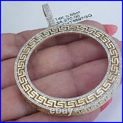 Real Diamond 14k solid gold 50 pesos centenario Coin Bezel Frame pendant greek Real Diamond 14k solid gold 50 pesos centenario Coin Bezel Frame pendant greek
