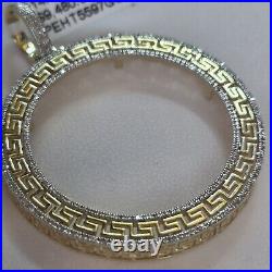 Real Diamond 14k solid gold 50 pesos centenario Coin Bezel Frame pendant greek Real Diamond 14k solid gold 50 pesos centenario Coin Bezel Frame pendant greek