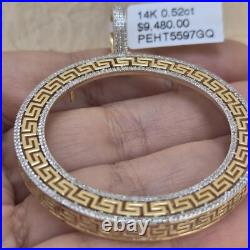 Real Diamond 14k solid gold 50 pesos centenario Coin Bezel Frame pendant greek Real Diamond 14k solid gold 50 pesos centenario Coin Bezel Frame pendant greek