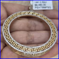 Real Diamond 14k solid gold 50 pesos centenario Coin Bezel Frame pendant greek Real Diamond 14k solid gold 50 pesos centenario Coin Bezel Frame pendant greek