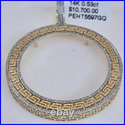 Real Diamond 14k solid gold 50 pesos centenario Coin Bezel Frame pendant greek Real Diamond 14k solid gold 50 pesos centenario Coin Bezel Frame pendant greek