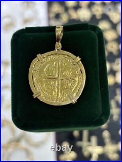 Recreation Atocha Gold Coin Pendant Made With 14k Real Solid Gold Recreation Atocha Gold Coin Pendant Made With 14k Real Solid Gold