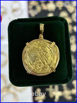 Recreation Atocha Gold Coin Pendant Made With 14k Real Solid Gold Recreation Atocha Gold Coin Pendant Made With 14k Real Solid Gold