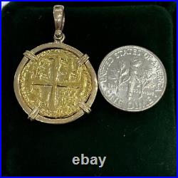 Recreation Atocha Gold Coin Pendant Made With 14k Real Solid Gold