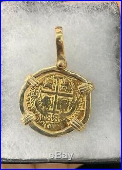 Recreation Of Atocha Gold Coin Pendant Made With Solid Gold 14k Gold