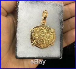 Recreation Of Atocha Gold Coin Pendant Made With Solid Gold 14k Gold