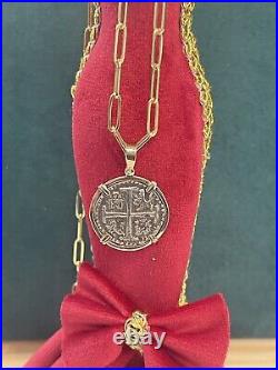 Replica ATOCHA Coin Pedant In 14k Gold Bezel With 14k Real Gold Paper ClipChain